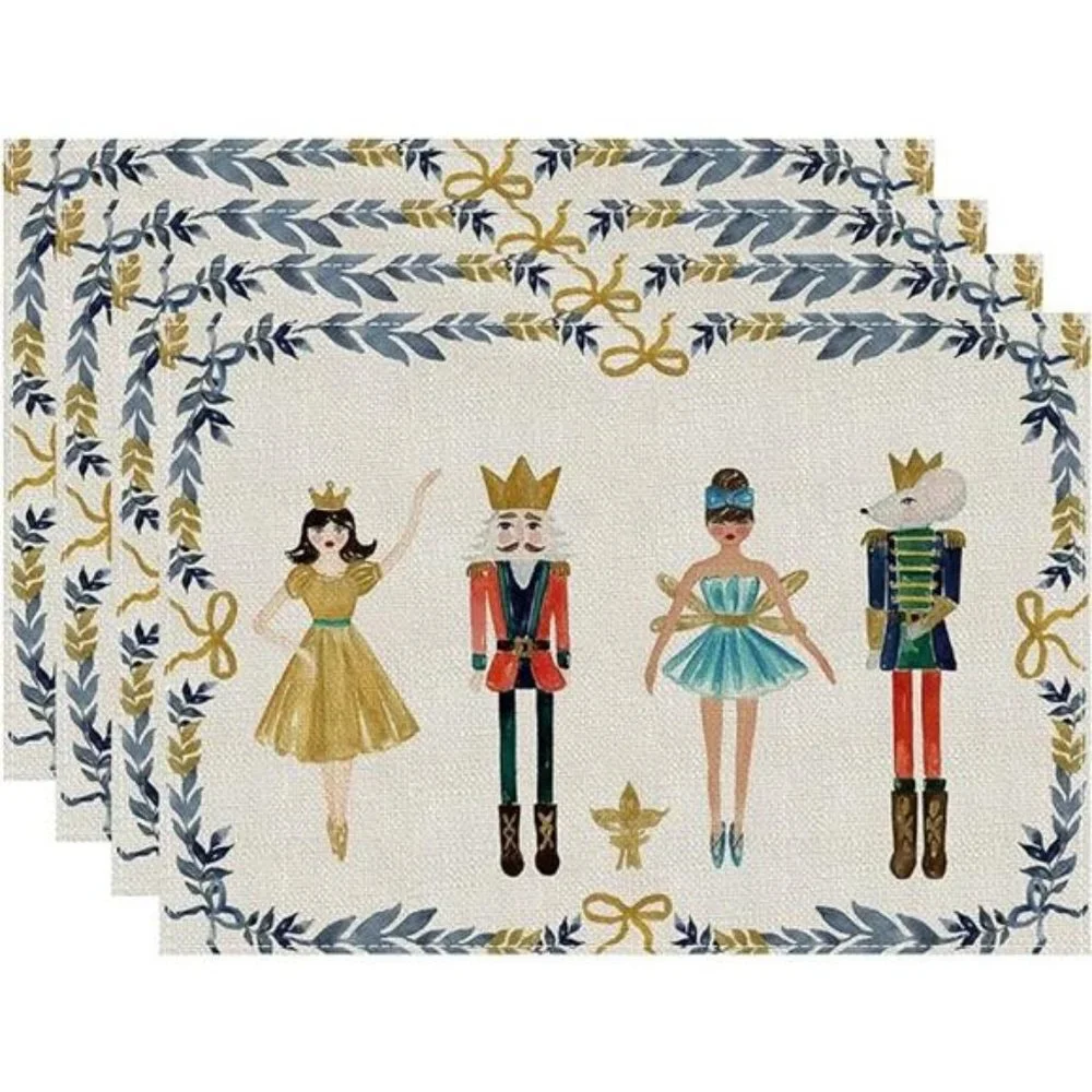 Nutcracker Table Placemats Set 4 Christmas Decor Xmas Holiday Decorations Gift